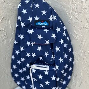 KAVU Rope Sling cross-body bag with an American flag (blue with white stars)